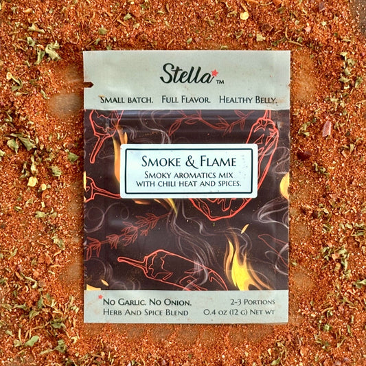 Hickory smoke, aleppo, pequin and chipotle peppers and herbs packs a powerful flavor experience. Low FODMAP, gluten free.