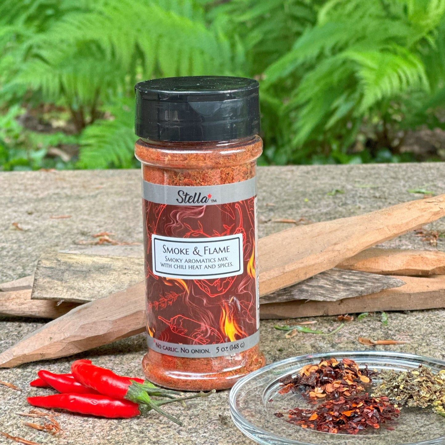 Hickory smoke, aleppo, pequin and chipotle peppers and herbs packs a powerful flavor experience.  Try on meat, potatoes, in chili and stews for increased flavor, use as a  rub or in marinades. Add a pinch to popcorn and french fries for some adventurous heat.